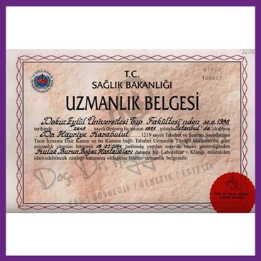 T.C. Sağlık Bakanlığı uzmanlık belgesi